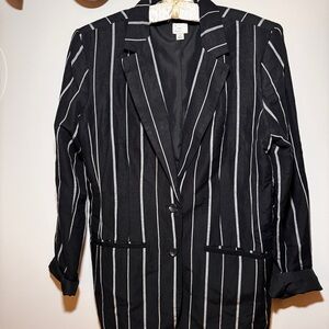 a new day Black and White Striped Blazer